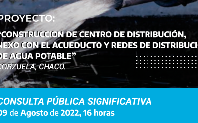 Consulta Pública para ejecutar la Construcción del centro de distribución, nexo con el acueducto y redes de distribución de agua potable en Corzuela, Chaco